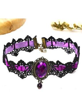 Lace Choker Necklace Sexy Jewel Goth Rave Emo Scene Costume Role Play Cosplay